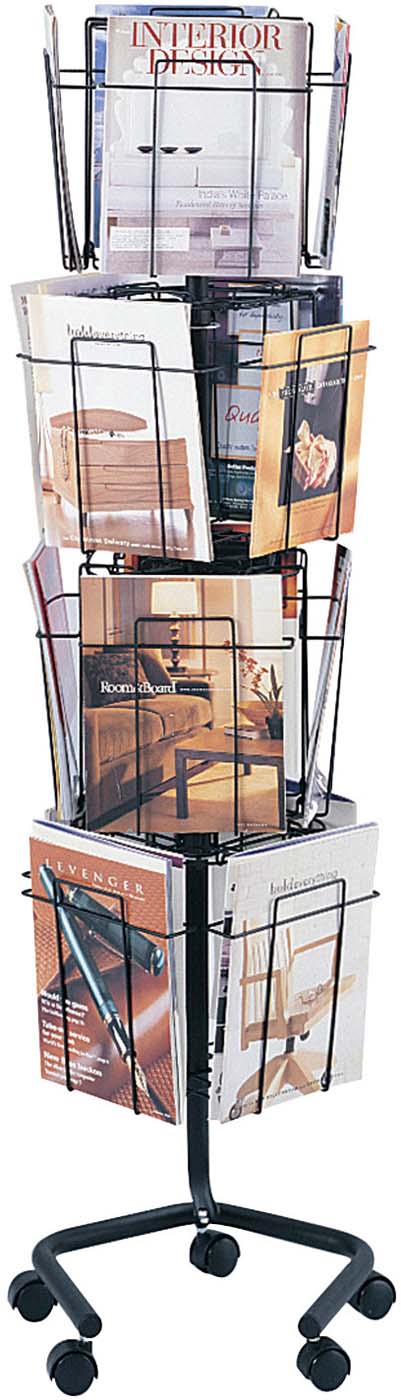 16 Pocket Black Rotary Floor Literature Display Stand for Brochures, Flyers & Magazines - Perfect for Trade Shows, Retail Stores & Offices [4139CH]