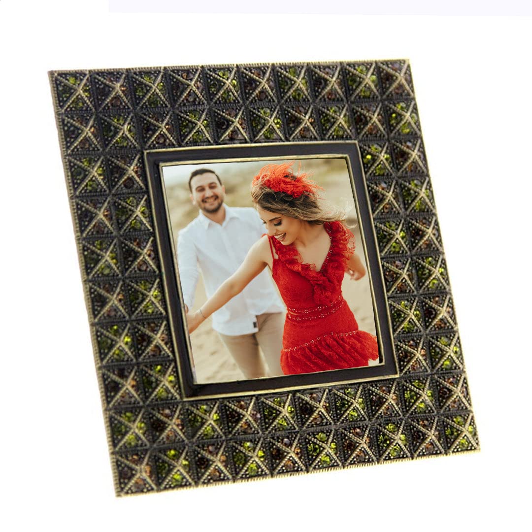 Vintage 1928 Jewelry Brown Square Picture Frame 2.5