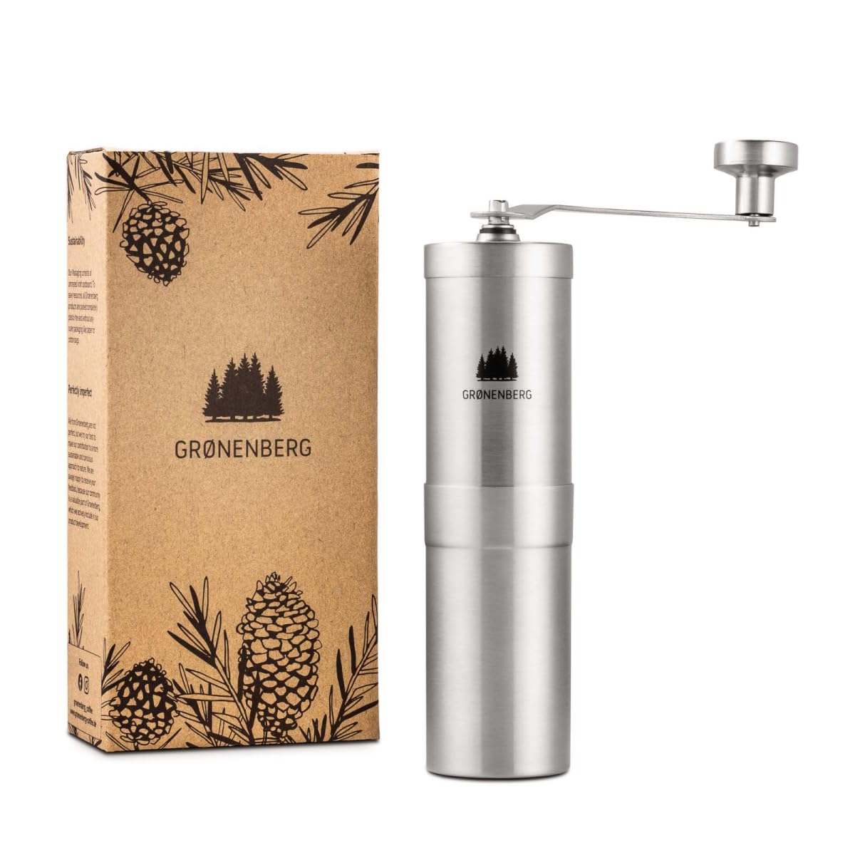 Premium Manual Coffee Grinder - Stainless Steel Burr Mill with Adjustable Coarseness | Recyclable Packaging | Perfect for Home Brewing, Camping & Travel