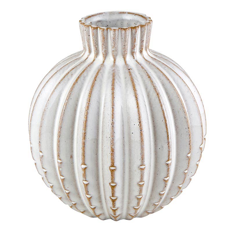 Elegant Ribbed Ceramic Flower Vase - Handcrafted Home Decor for Centerpieces, Wedding Decorations & Living Room Accents