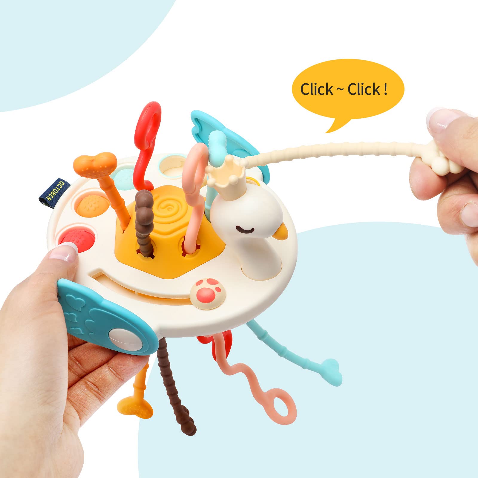Montessori Sensory Toys for Toddlers 6-12-18 Months - Food Grade Silicone Pull String Activity Toy for Fine Motor Skills Development | Travel Baby Stress Relief Toy | Perfect Gift for Boys & Girls | Ideal for Daycare, Home Play & Airplane Travel