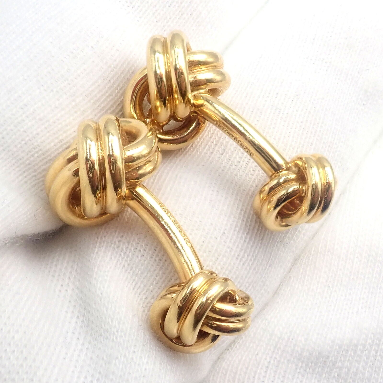 Vintage Tiffany & Co 18k Yellow Gold Classic Love Knot Cufflinks - Luxury Men's Jewelry Gift for Wedding, Anniversary & Formal Events