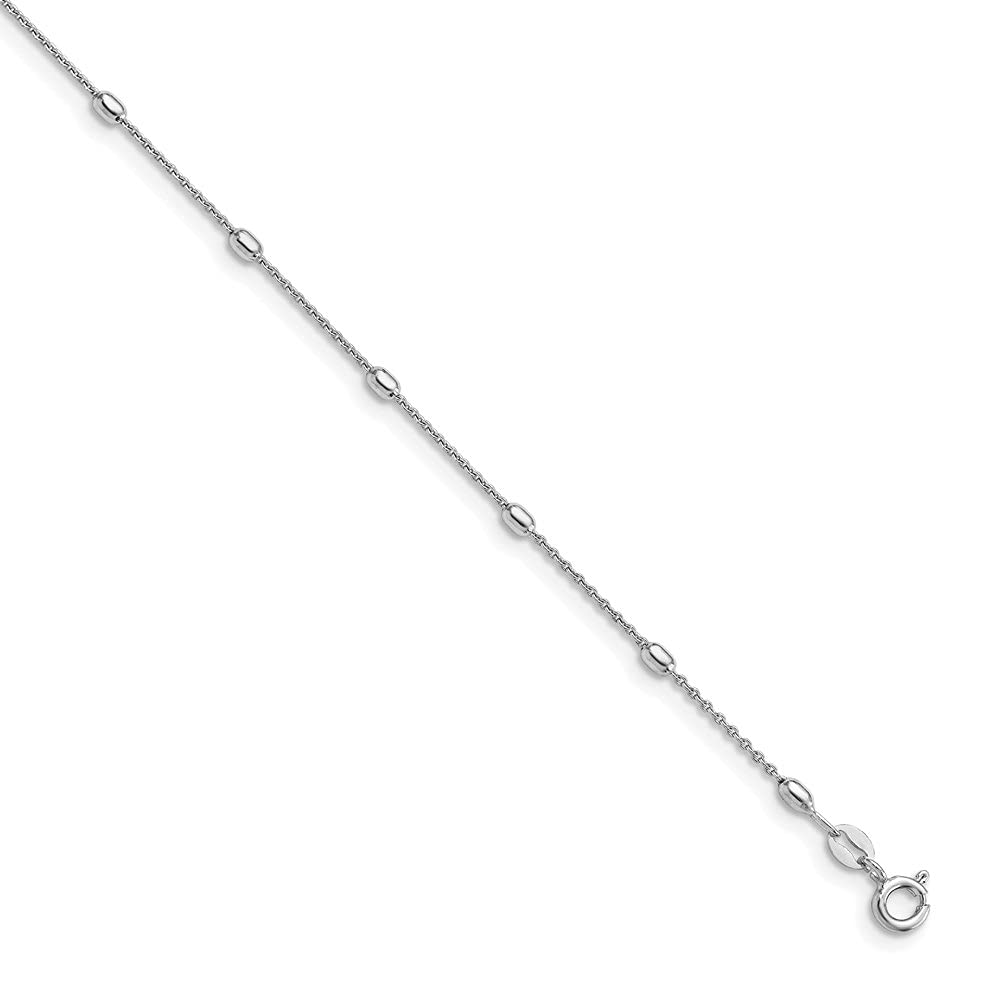 Sterling Silver Beaded Anklet for Women - Elegant Polished Diamond2Deal Ankle Bracelet | Perfect for Beach, Summer & Boho Style Outfits