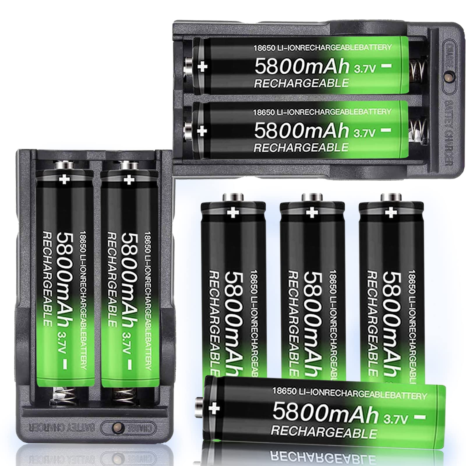 8-Pack Rechargeable AA Batteries with 2-Bay Charger - High Capacity 2800mAh NiMH Battery Combo for Headlamps, Flashlights, Toys, Cameras & Small Fans | Perfect for Camping, Emergency Kits & Home Electronics