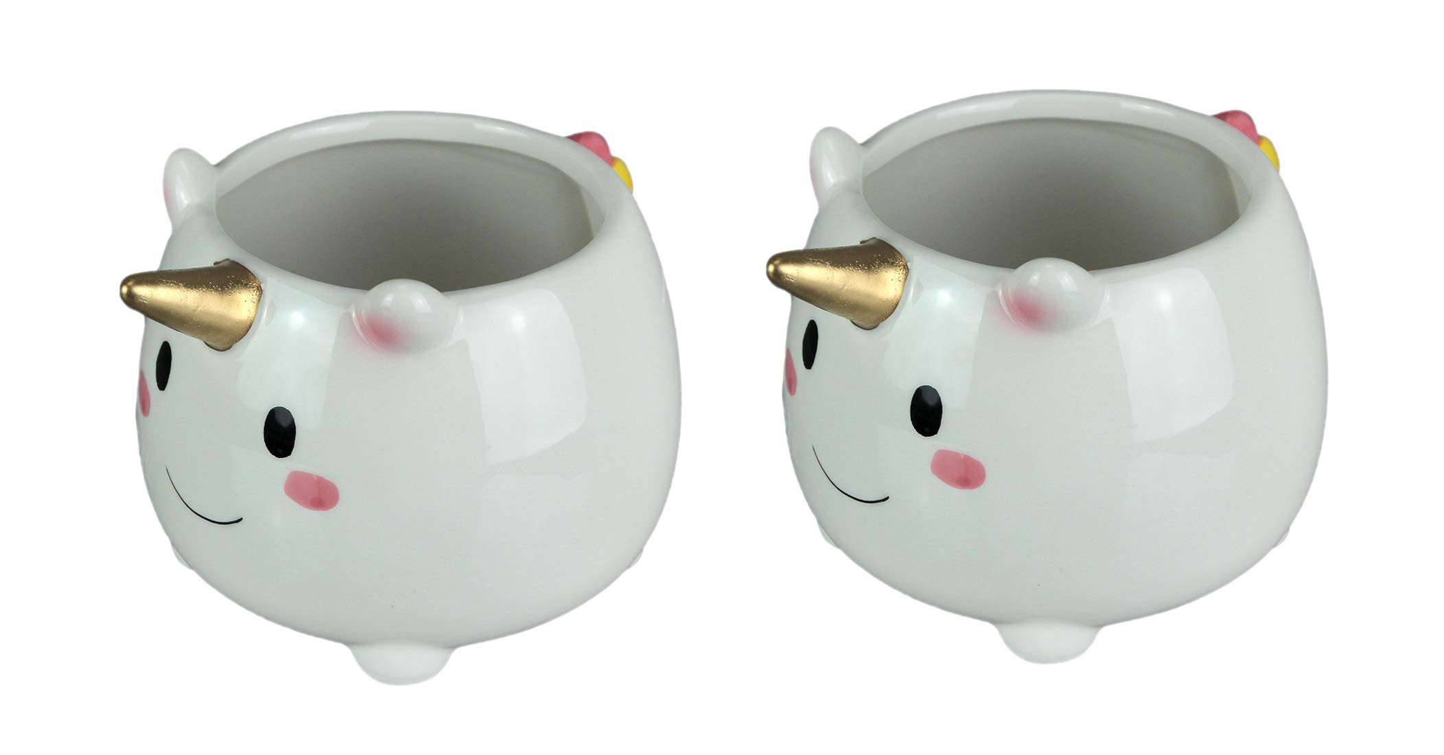 2 Pack Ceramic Unicorn Planter Pots for Succulents & Small Plants - Cute Home & Office Decor for Desk, Shelf, or Gift Idea