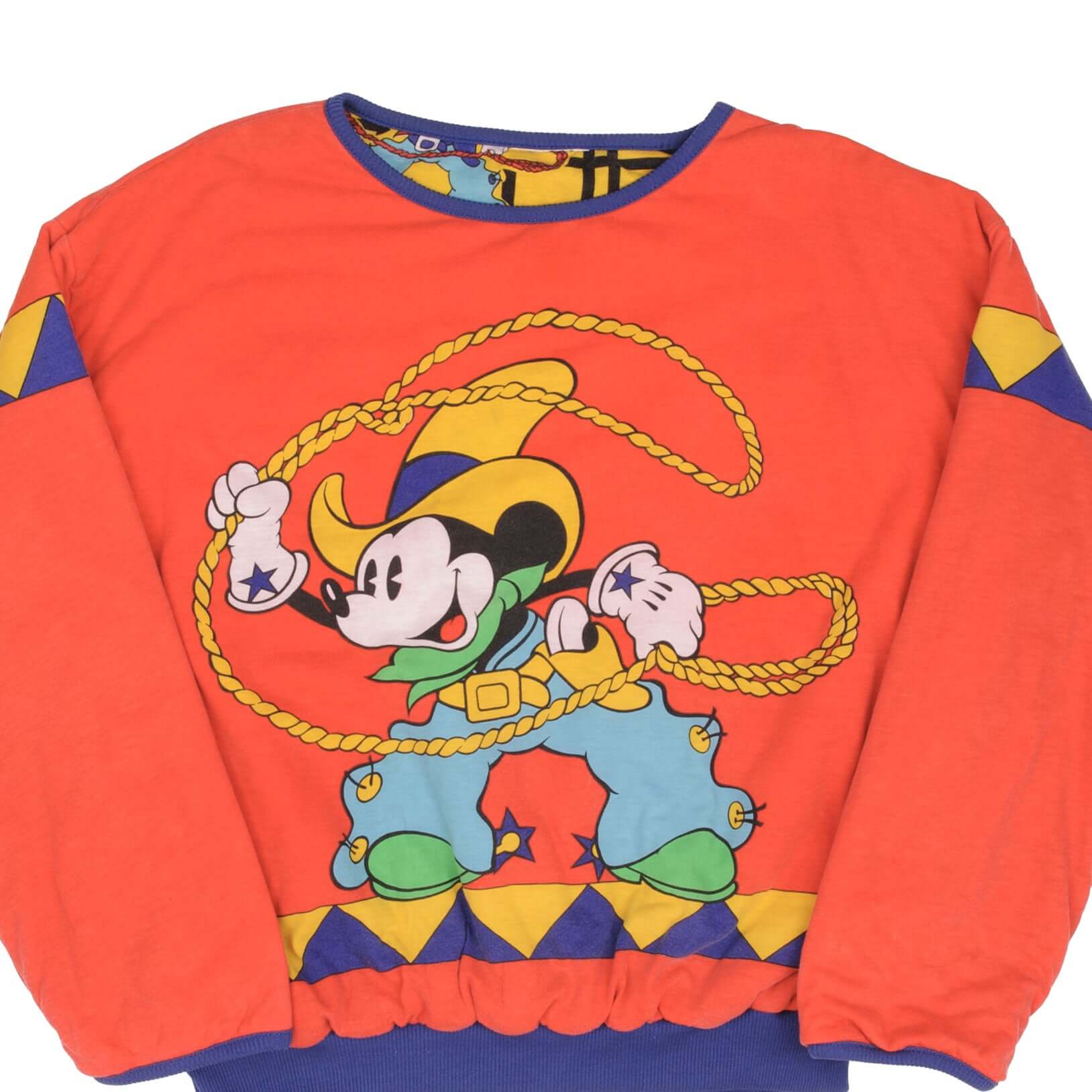 Vintage Disney Mickey Cowboy All Over Print Reversible Sweatshirt - Large Size - Perfect for Casual Wear, Theme Parties & Disney Fan Gifts