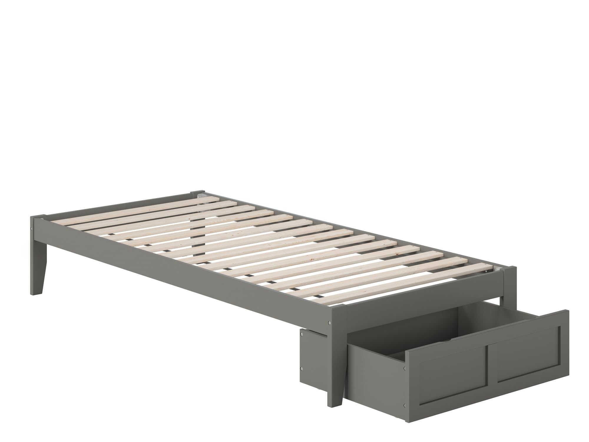 AFI Colorado Twin XL Platform Bed with Storage Drawer & USB Charger, Grey - Space-Saving Storage Bed for Small Bedrooms, Dorms & Guest Rooms