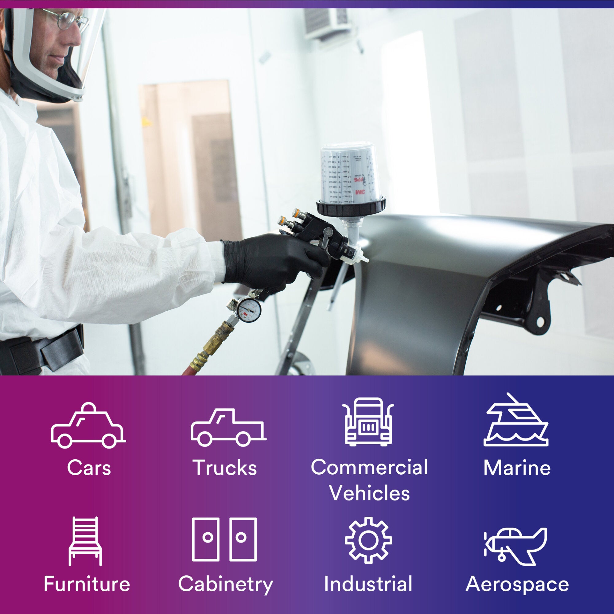 3M Accuspray ONE Spray Gun System with Standard PPS (16580) - 4-Pack for Automotive Painting & Industrial Coating Applications