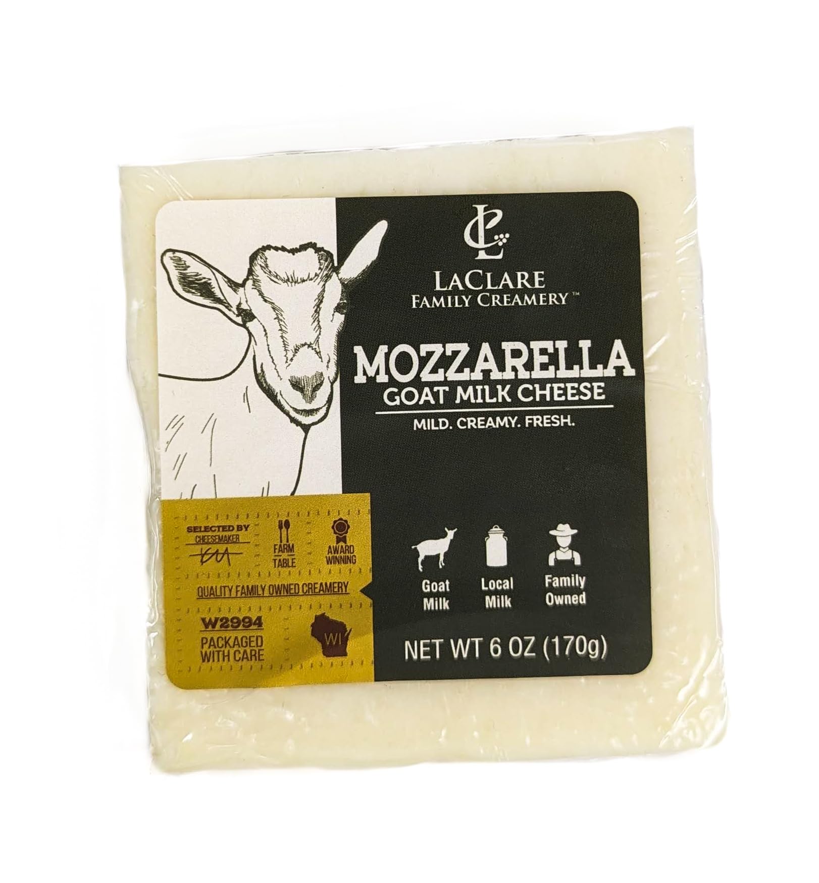 Premium LaClare Creamery Mozzarella Goat Milk Cheese - 6 oz Pack | Artisan Cheese for Salads, Pizza & Charcuterie Boards | High-Quality Dairy Product for Gourmet Cooking & Entertaining