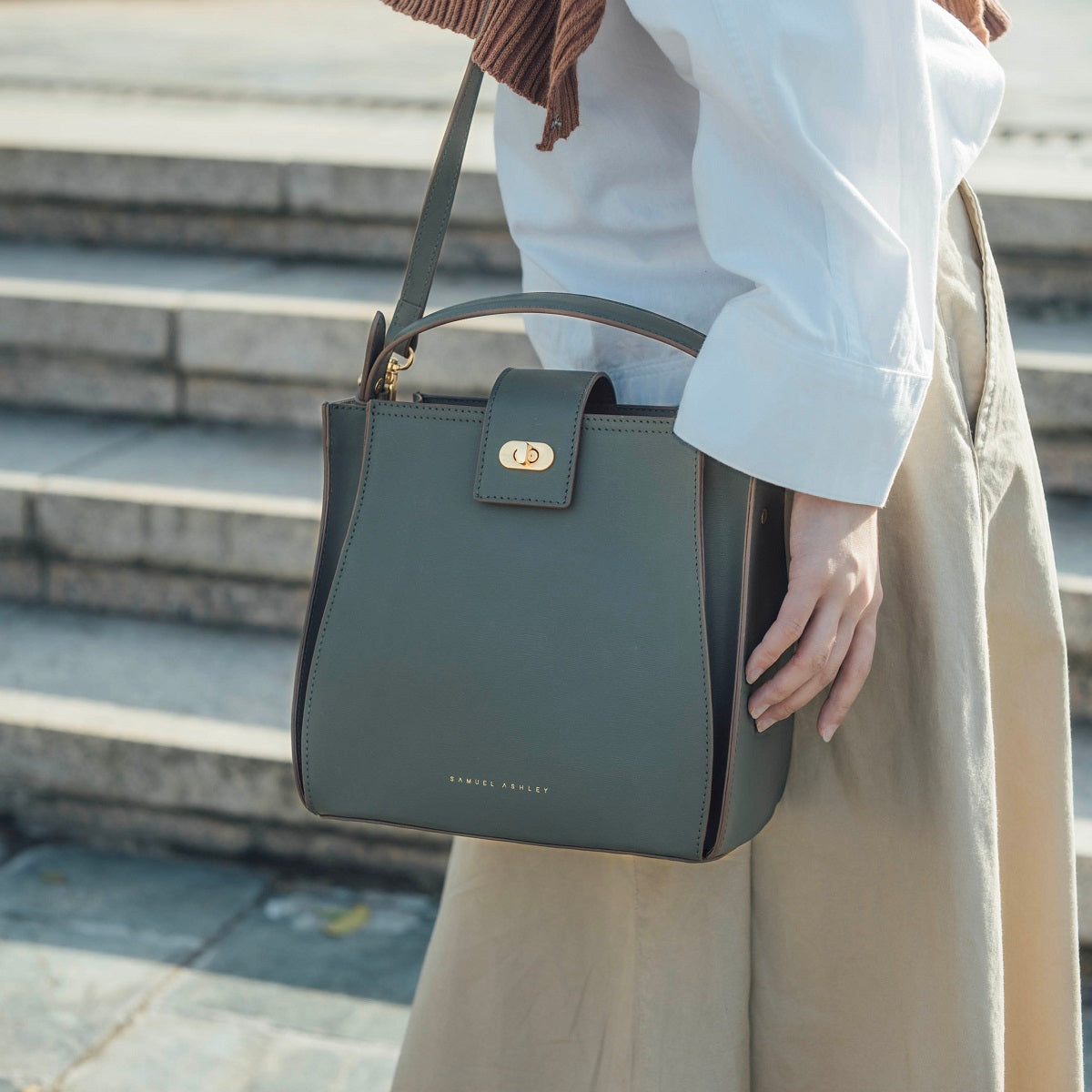Athena Genuine Leather Bucket Bag for Women - Stylish Crossbody Shoulder Handbag - Perfect for Work, Travel & Everyday Use