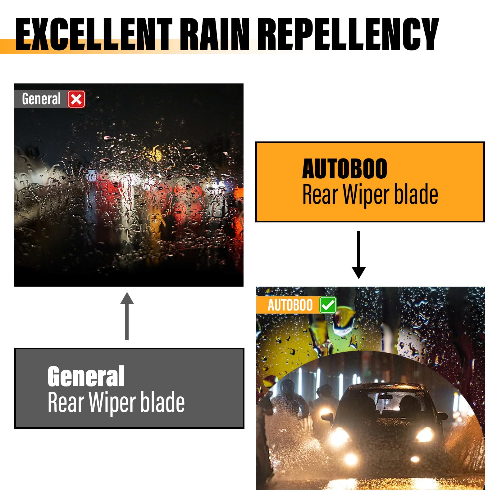 AUTOBOO 13 Inch Rear Wiper Blade Replacement for Jeep Wrangler JK & Unlimited 2007-2017 - OEM Quality 68002490AB Compatible Part (Pack of 1) - Perfect for Rainy Weather & Off-Road Adventures