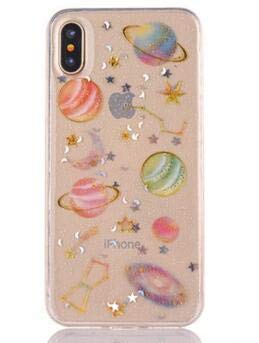 Sparkling Glitter iPhone XR Case for Women & Girls - Cute Planets Design, Clear Soft TPU Protective Cover Compatible with iPhone XR 6.1 Inch | Perfect for Everyday Use, Parties & Gifts