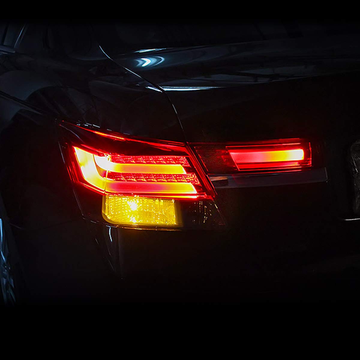 High-Quality LED Tail Lights Compatible for Honda Accord 8th Gen 4-Door Sedan (2008-2012) - Red & Smoke Rear Light Assembly Pair (4 PCS) - Perfect for Night Driving & Enhanced Vehicle Safety