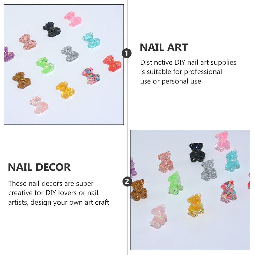 SOIMISS 100pcs Cute Symphony Bear Nail Art Gems - 3D Gummy Bear Rhinestones, Resin Nail Charms & Stickers for DIY Nail Decoration - Perfect for Parties, Weddings, and Salon Nail Designs