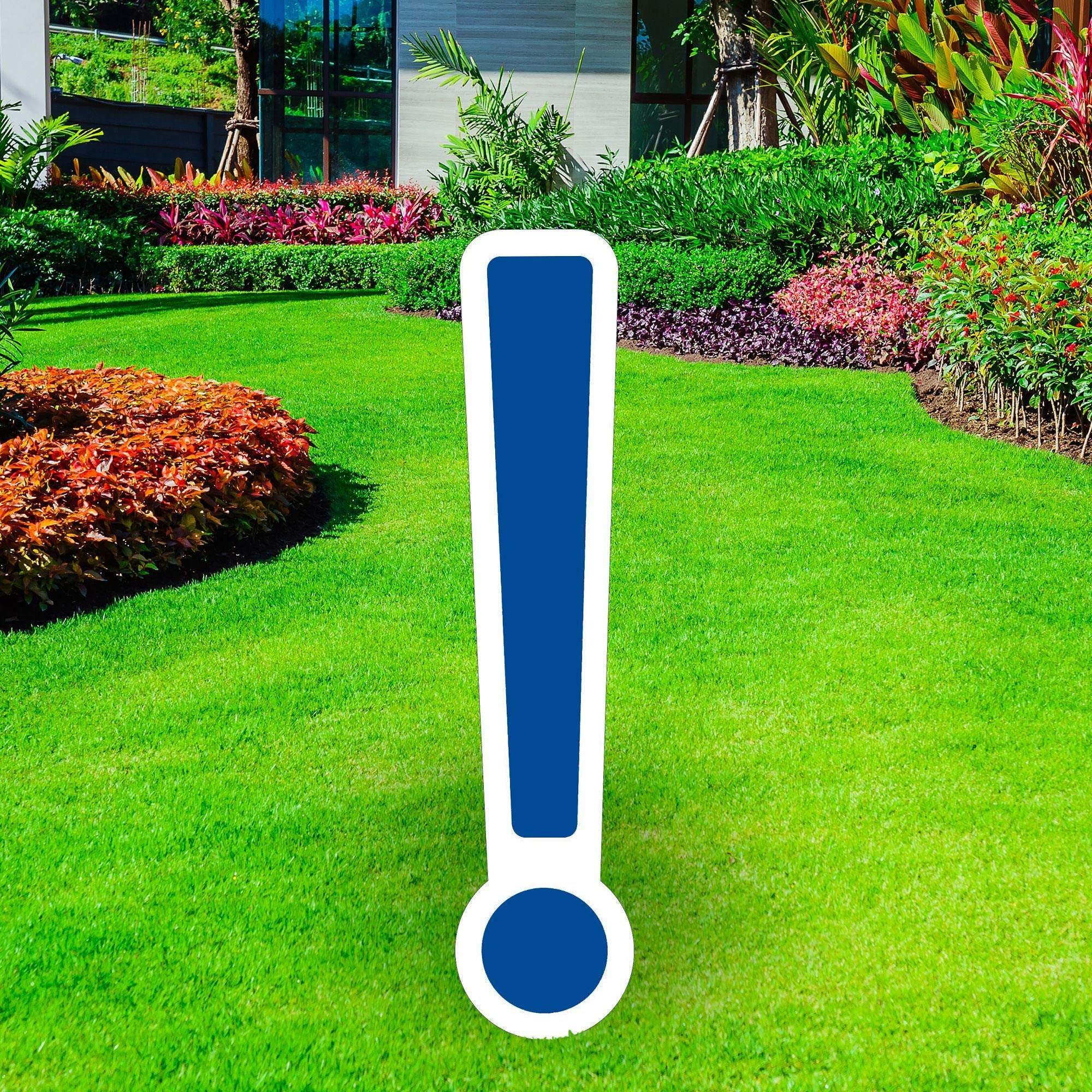 Giant Royal Blue Corrugated Plastic Exclamation Point Yard Sign - 30