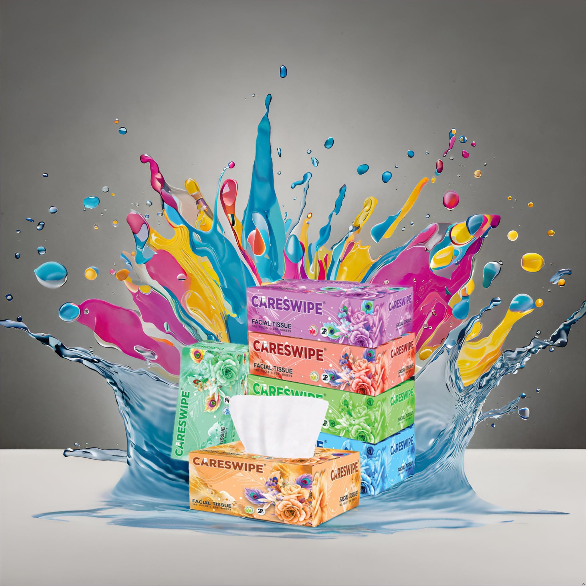 Premium Careswipe Car Tissue Box - 600 Pulls, 1200 Sheets | Soft Face Tissue Paper | Travel & On-the-Go Napkins | Ideal for Home, Office & Commercial Use | Perfect for Cars, Desks & Travel Essentials