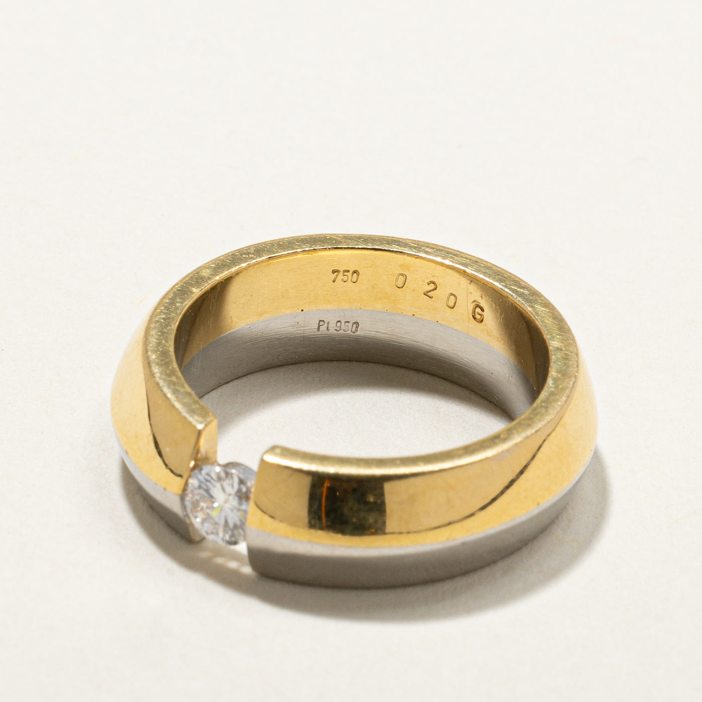 Two Tone Tension Set Diamond Band Ring - 0.20 Carat Round Cut Diamond Wedding Band - Size 6.25 - Perfect for Engagement, Anniversary & Bridal Jewelry Gifts