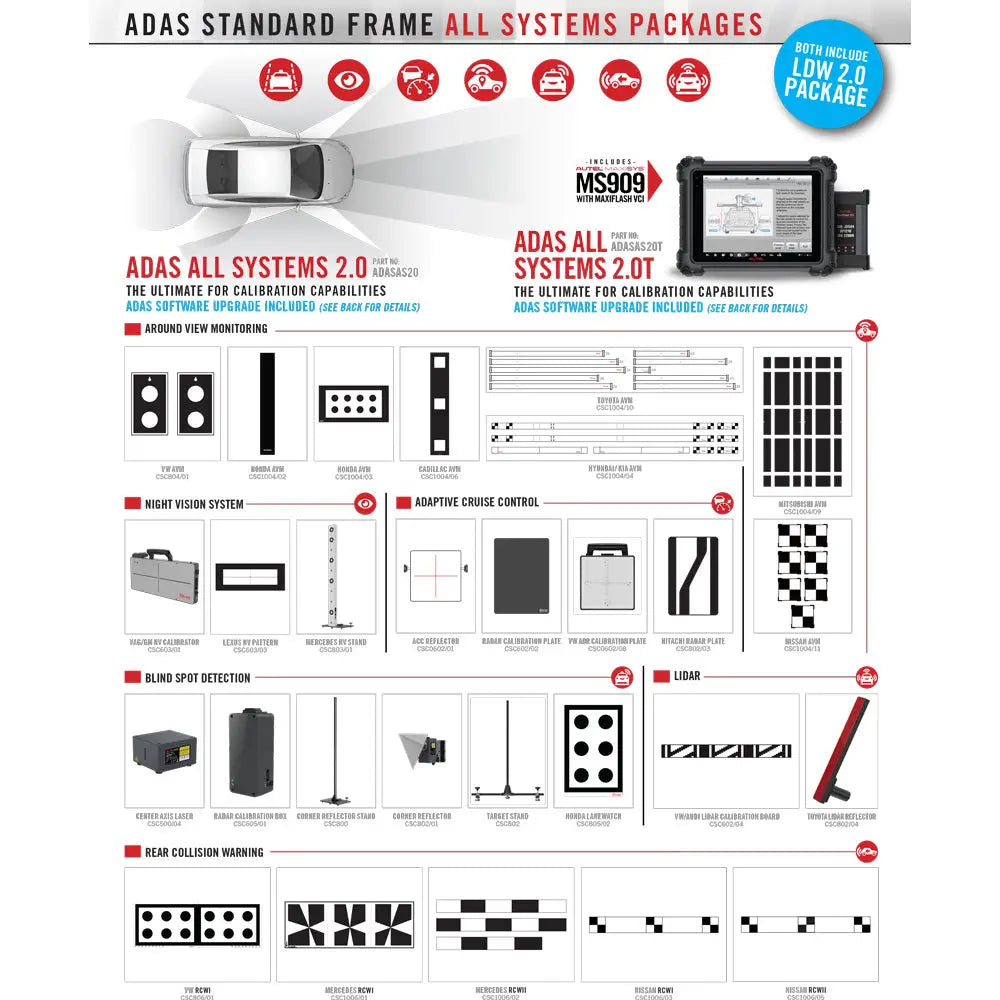 Autel AS30T ADAS All Systems Calibration 3.0 Package with MS909 Tablet & IA800 - Professional Automotive Diagnostic Tool for Advanced Driver Assistance System (ADAS) Calibration in Auto Repair Shops and Dealerships