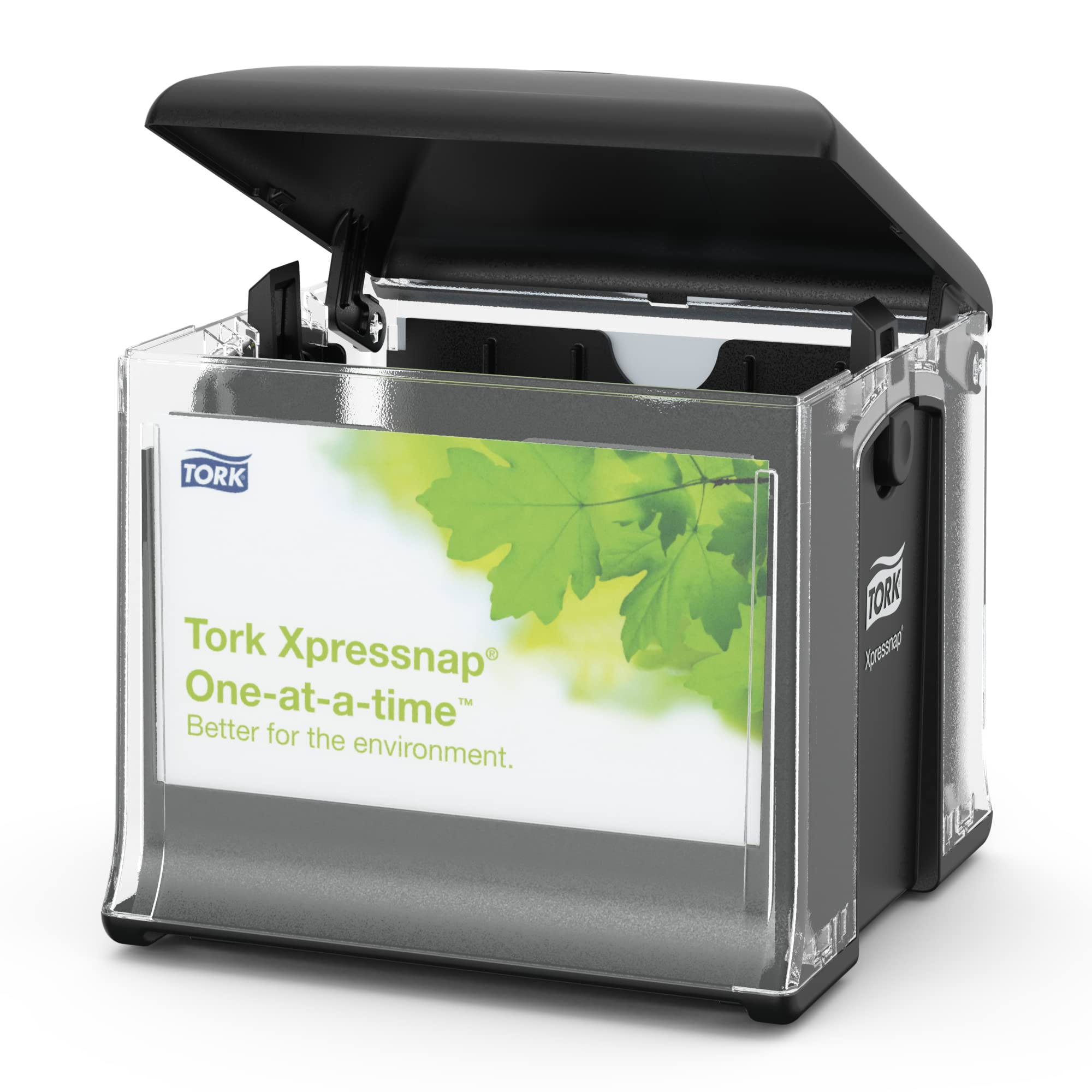 Tork 272808 Xpressnap Black Napkin Dispenser - Heavy Duty Tabletop Napkin Holder for Restaurants, Cafes & Offices | Perfect for Countertops, Break Rooms & Food Service Areas