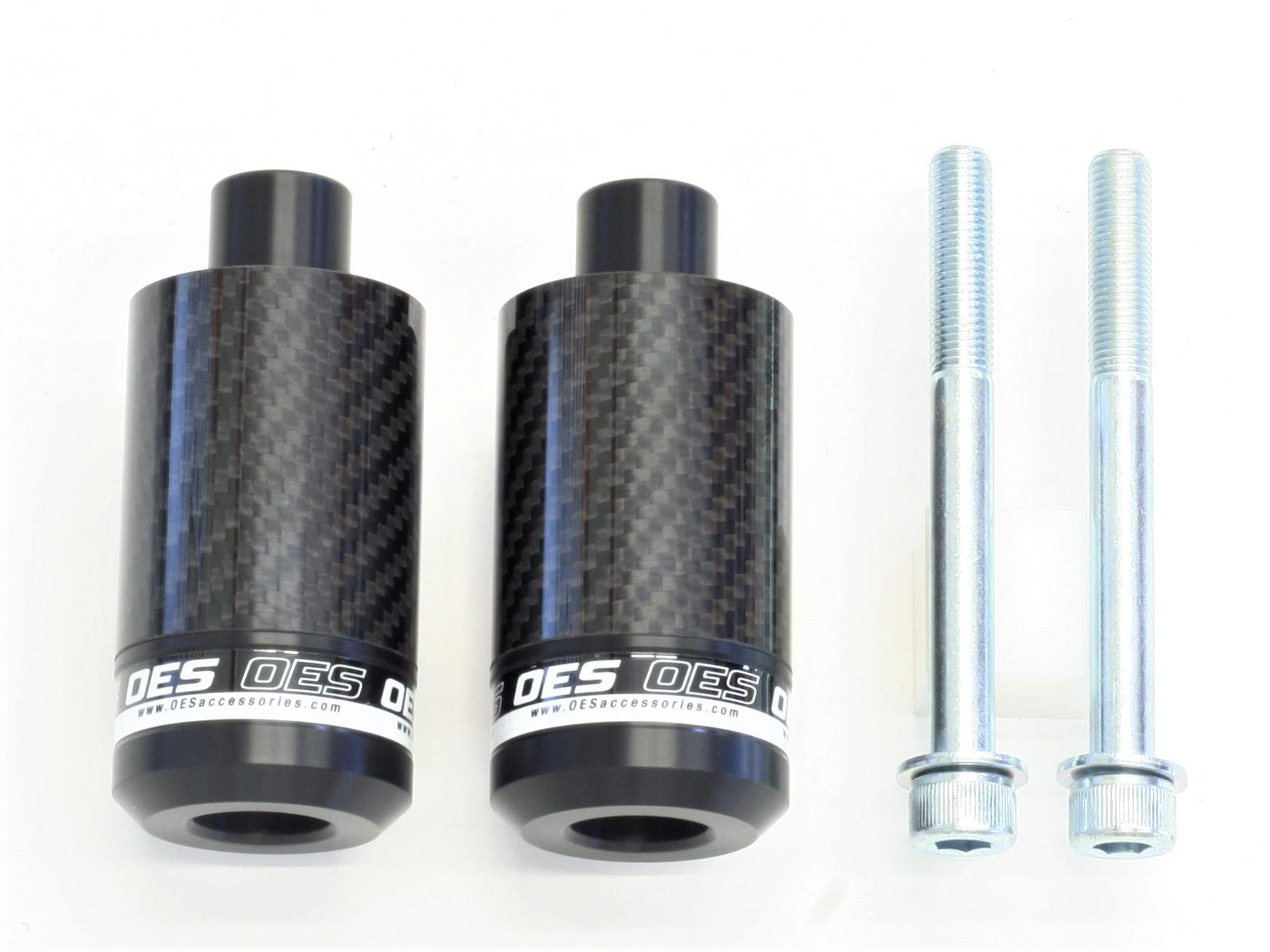 OES Carbon Frame Sliders for Yamaha MT03 2020-2025 - No Cut Installation - White - Motorcycle Protection for Street & Track Riding