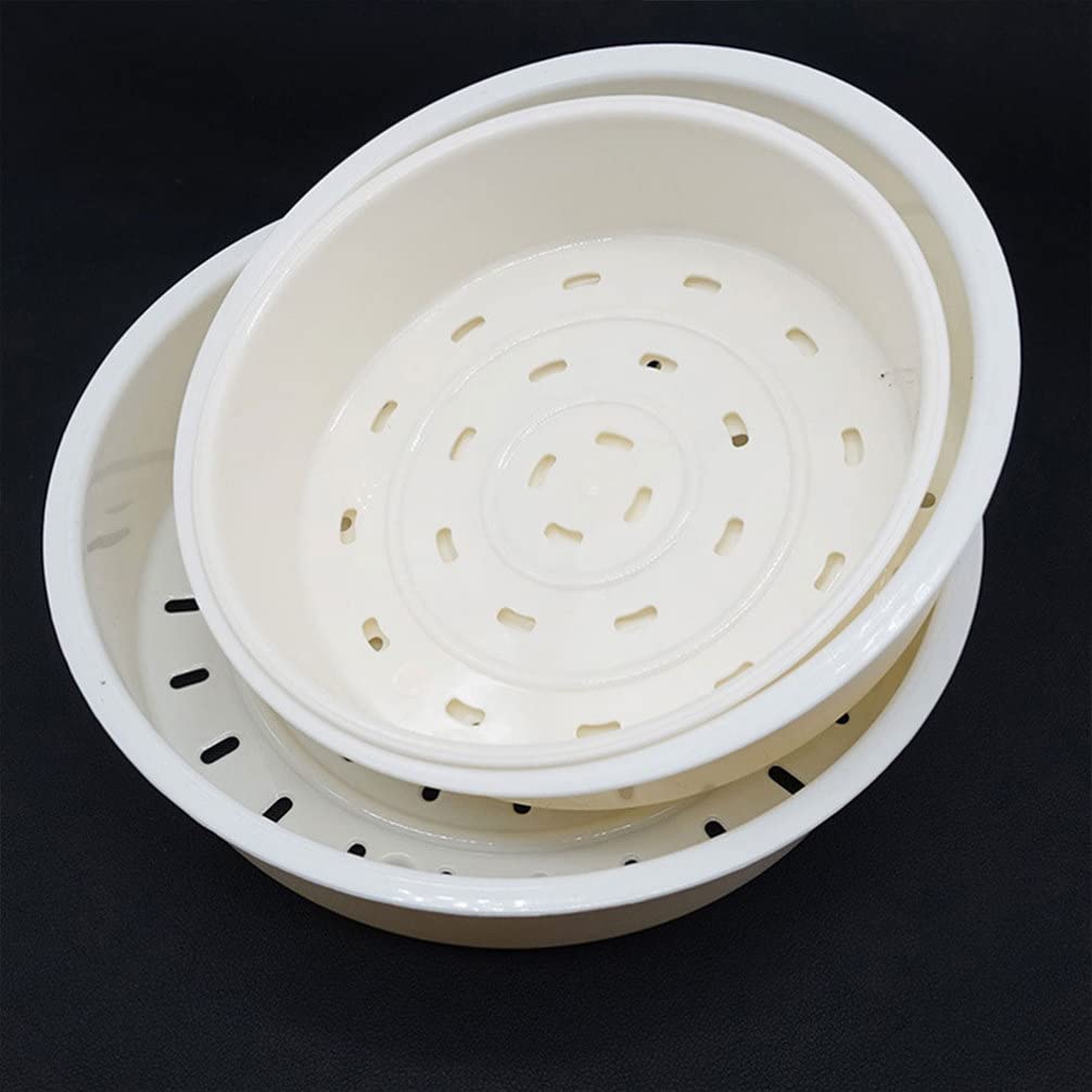 DOITOOL 2-Piece Plastic Steamer Basket Set for Rice Cookers - Vegetable Steamer, Steamed Bun Tray with Drain Holes - Perfect for Healthy Meals, Dumplings & Rice Cooking (2L Capacity)