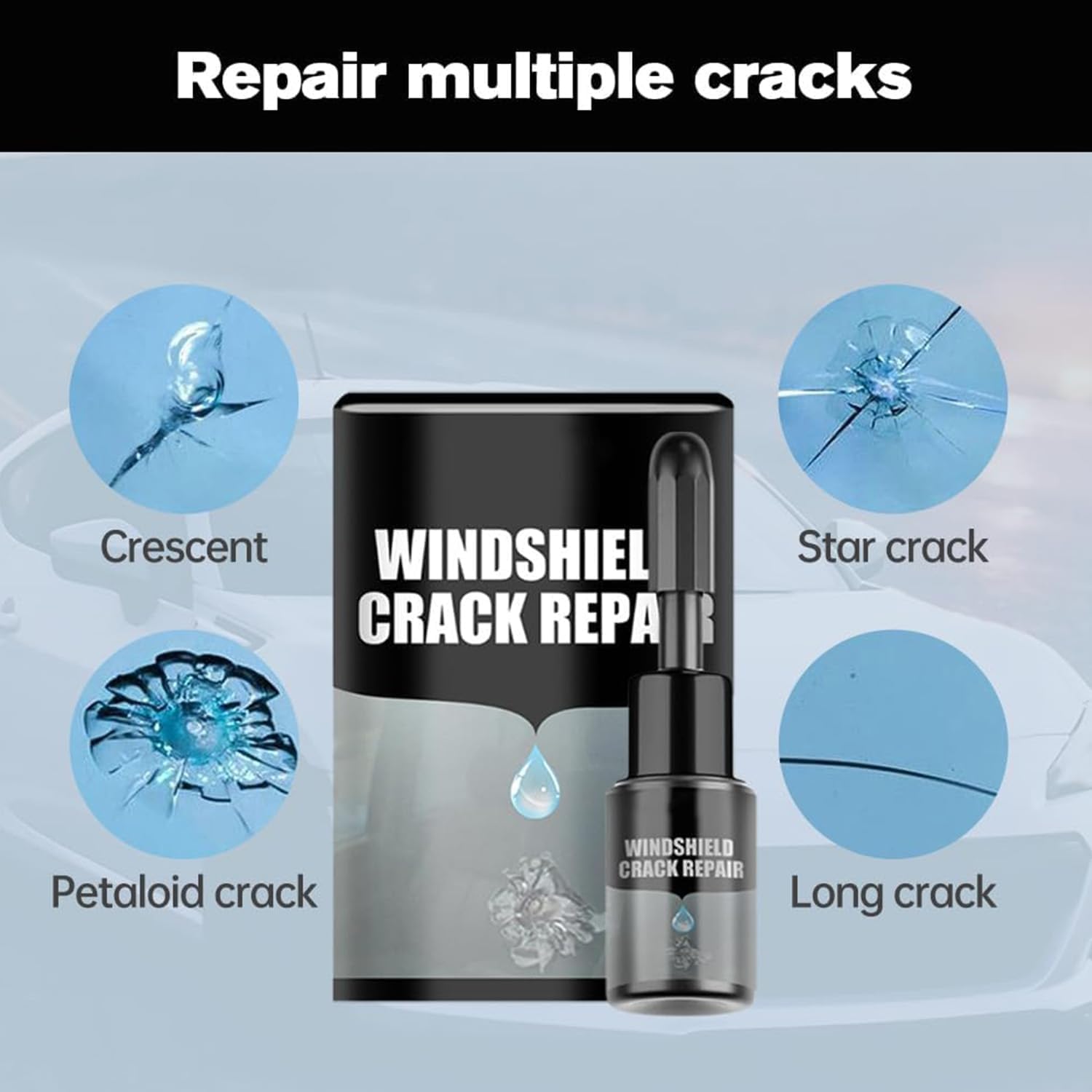 2PCS Car Windshield Crack Repair Kit - 2024 Upgraded Windshield Repair Kit for Cars, Trucks & Buses | Fix Cracks & Chips | Multi-Functional Automotive Glass Repair Tool | Perfect for Road Trips & Emergency Repairs