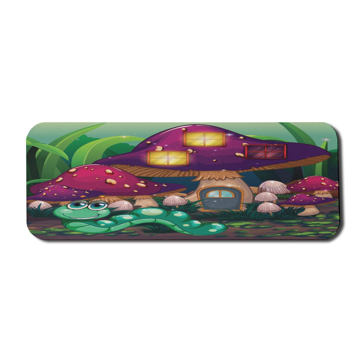 Ambesonne Mushroom & Worm Illustration Non-Slip Gaming Mouse Pad - 31