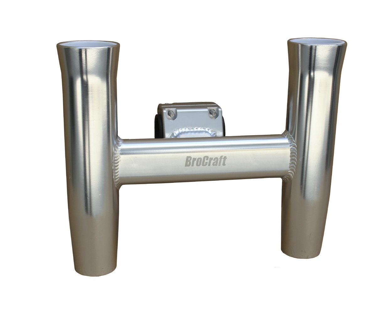 BroCraft Aluminum Clamp-On Twin Fishing Rod Holder - Heavy Duty Boat T-Top Rod Mount for Saltwater & Freshwater Fishing | Perfect for Offshore, Inshore & Kayak Anglers