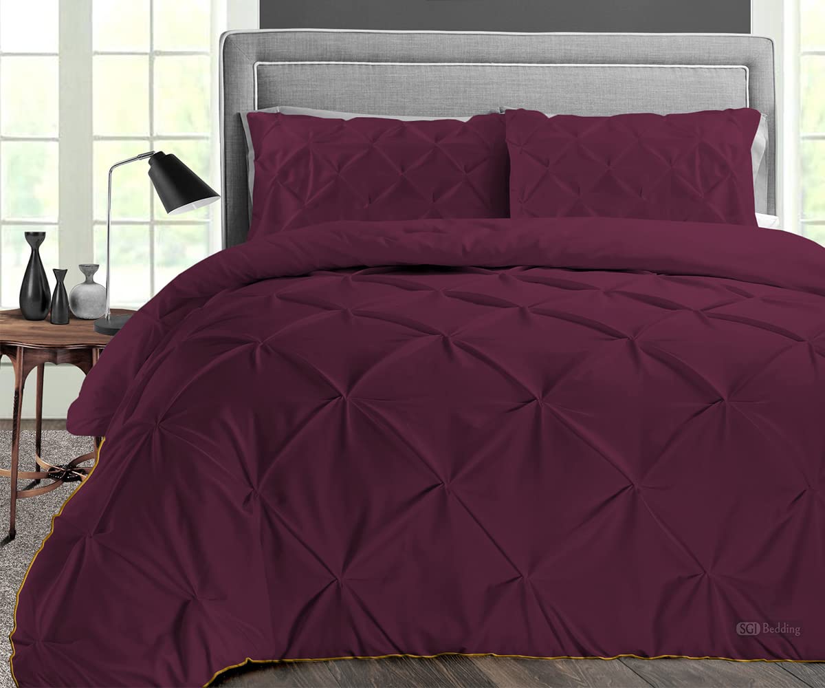 300 GSM Plush Siliconized Microfiber Twin Comforter Set with Matching Pillowcases - Ultra Soft Duvet Insert, Box Stitched Design & Premium Piping for Cozy Bedroom Decor (Wine Color) - Perfect for Guest Rooms, Dormitories & Cold Weather Comfort