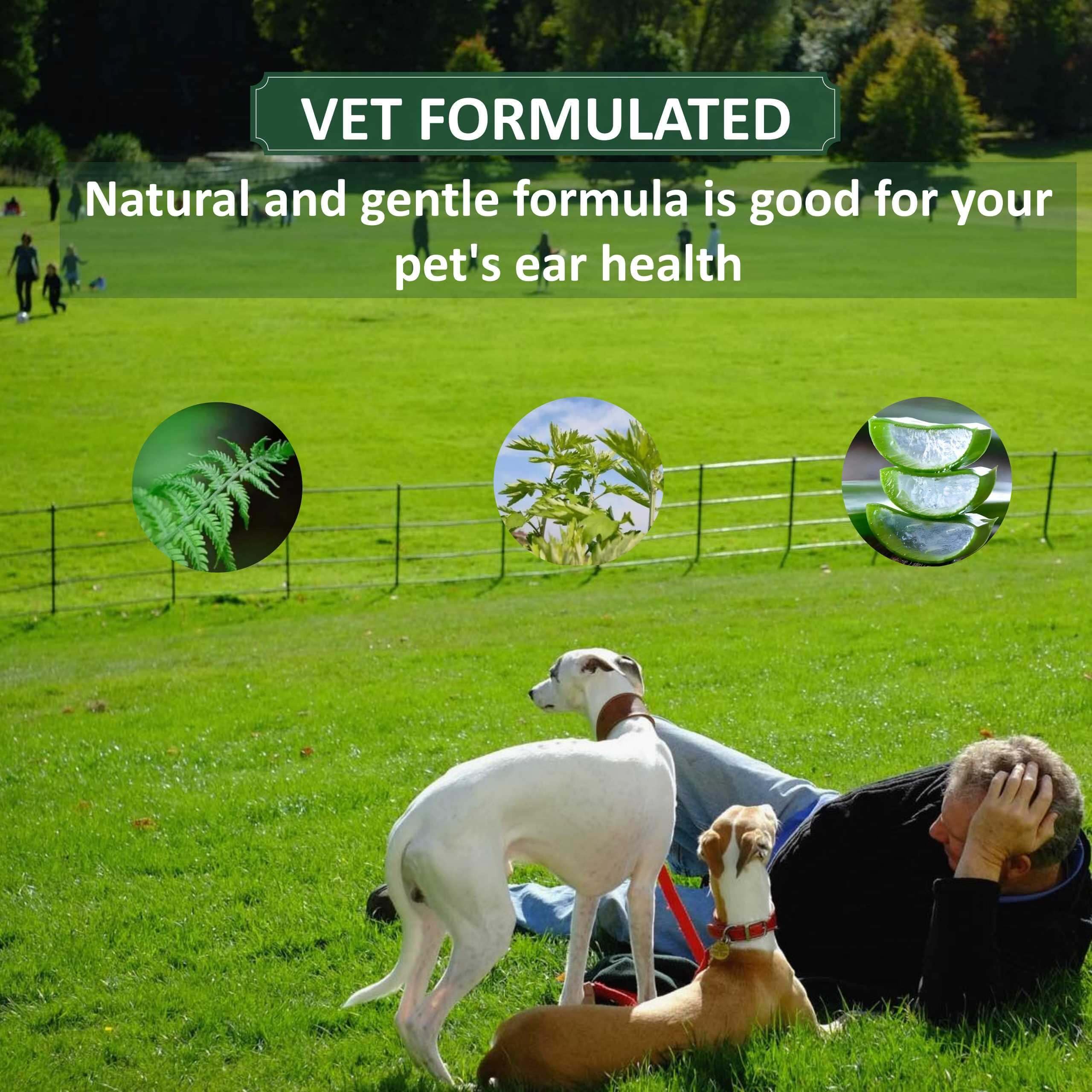 Gentle Dog & Cat Ear Cleaner Solution - Soothes Itching, Reduces Inflammation, Removes Wax & Odor - 4 Fl oz - Perfect for Regular Pet Ear Care & Grooming Routine