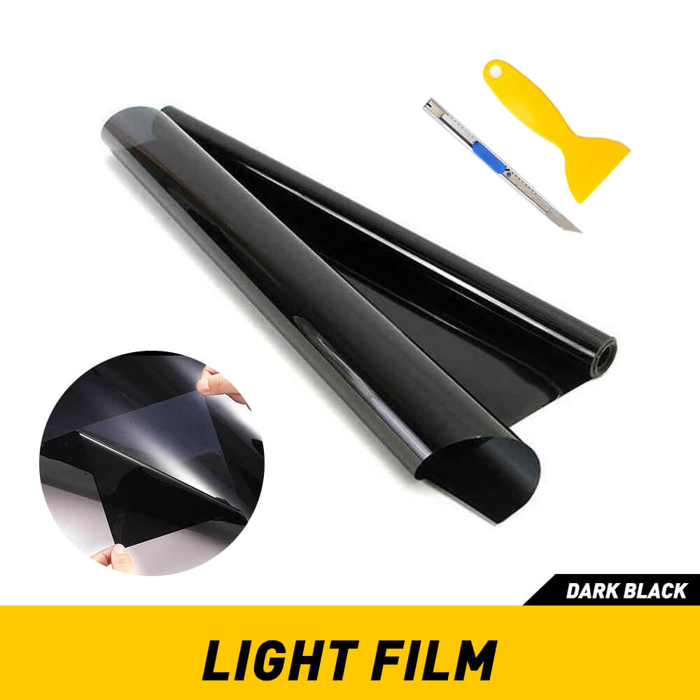 Premium Universal Vinyl Car Light Tint Film - Dark Black & Yellow (12