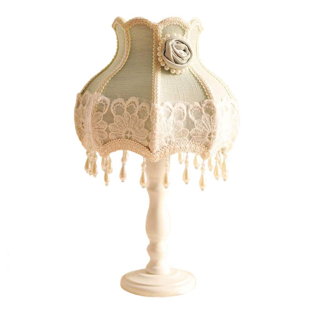 ZHAOYONGLI Vintage Fabric Table Lamp with Dimmer Switch - Nightstand Lamp, Desk Lamp & Bedside Lamp for Bedroom Decor, Romantic Pastoral Lace Design (Perfect for Bedrooms, Living Rooms & Home Office Lighting)