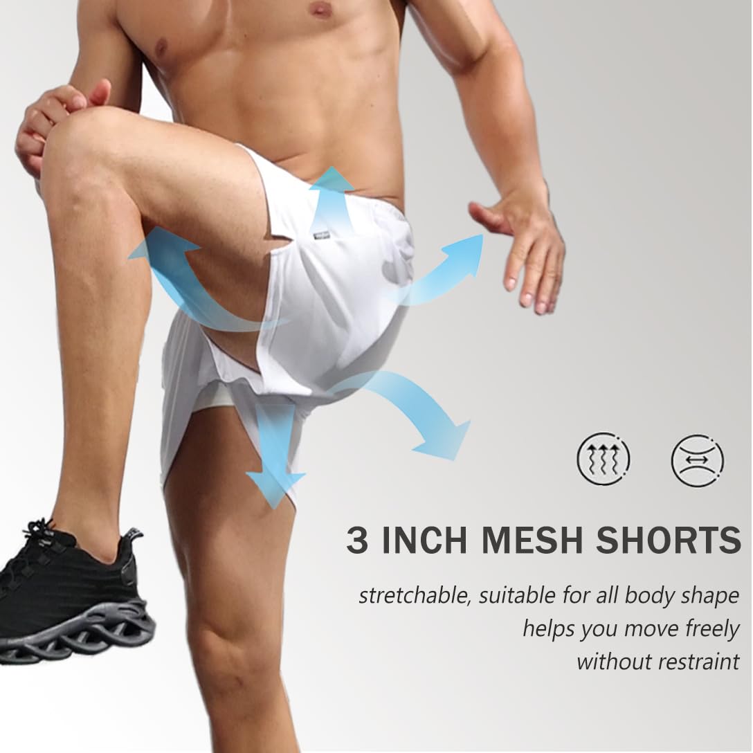 Men's 3 Inch Quick Dry Mesh Running Shorts - Lightweight Gym Workout Shorts with Pockets for Jogging, Training & Outdoor Sports