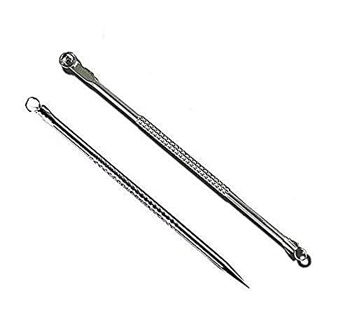 Famezia 2-Piece Stainless Steel Blackhead Remover Kit - Pointed & Rounded Needle Combo for Acne Treatment - Perfect for Skincare & Facial Blemish Removal at Home