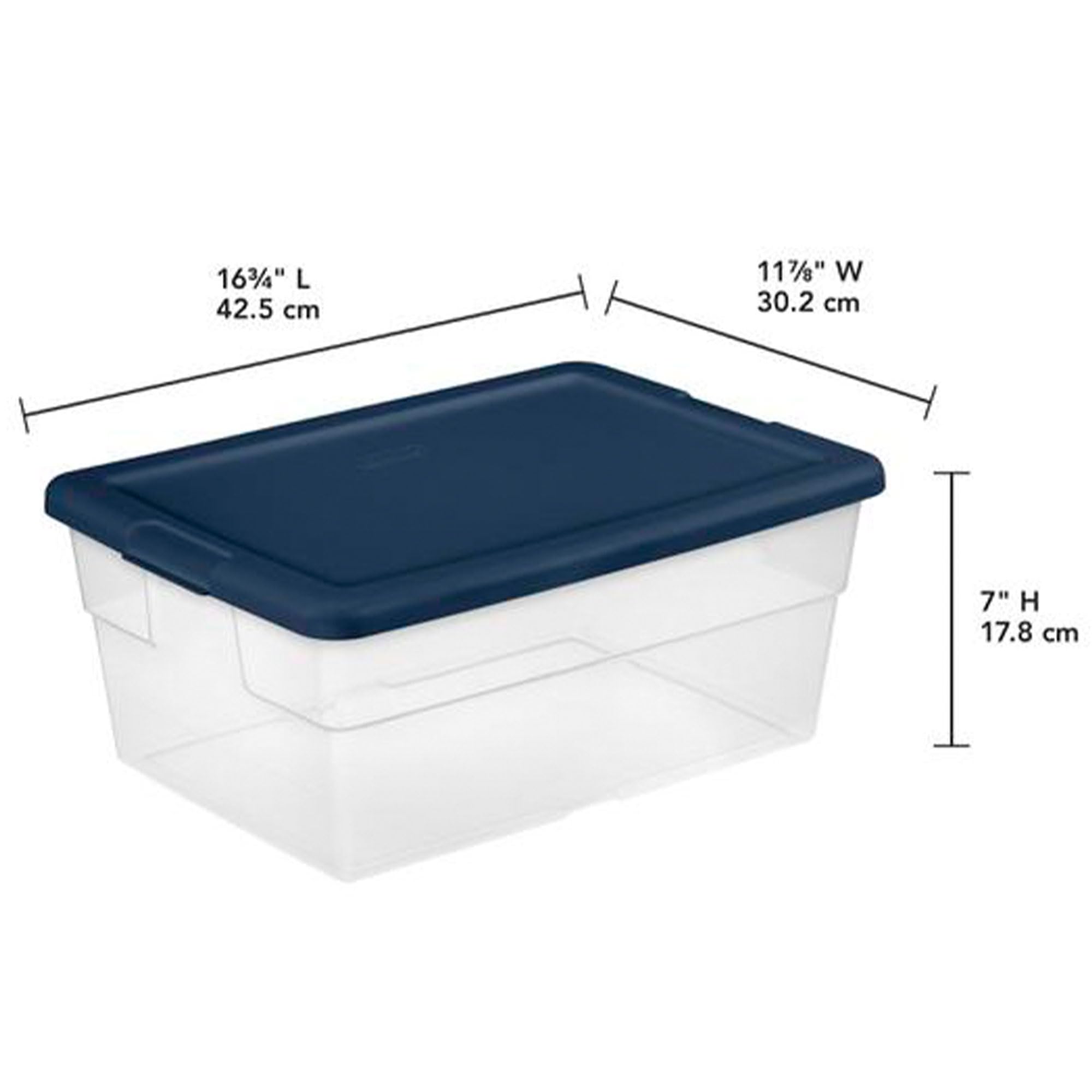 Sterilite 16 Quart Clear Stackable Storage Bins with Handles & Blue Lids - 24 Pack for Home Organization, Closet, Pantry & Garage Storage Solutions