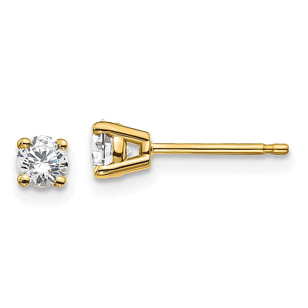 14K Yellow Gold 1/3 Carat Lab Grown Diamond Stud Earrings for Women - Round SI1/SI2 G-H-I Clarity, 4-Prong Setting, Fine Jewelry Gift for Her | Perfect for Weddings, Anniversaries & Special Occasions