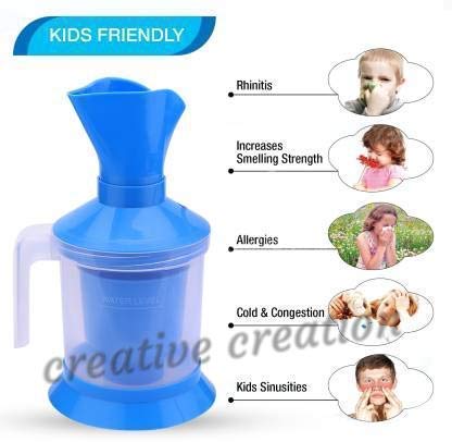 WAYFIT 3-in-1 Steam Vaporizer for Cold & Cough Relief - Nasal Steamer, Facial Inhaler & Nebulizer Machine with Nozzle - Portable Sinus Congestion Relief for Adults & Kids - Perfect for Home, Office & Travel Use (Blue)
