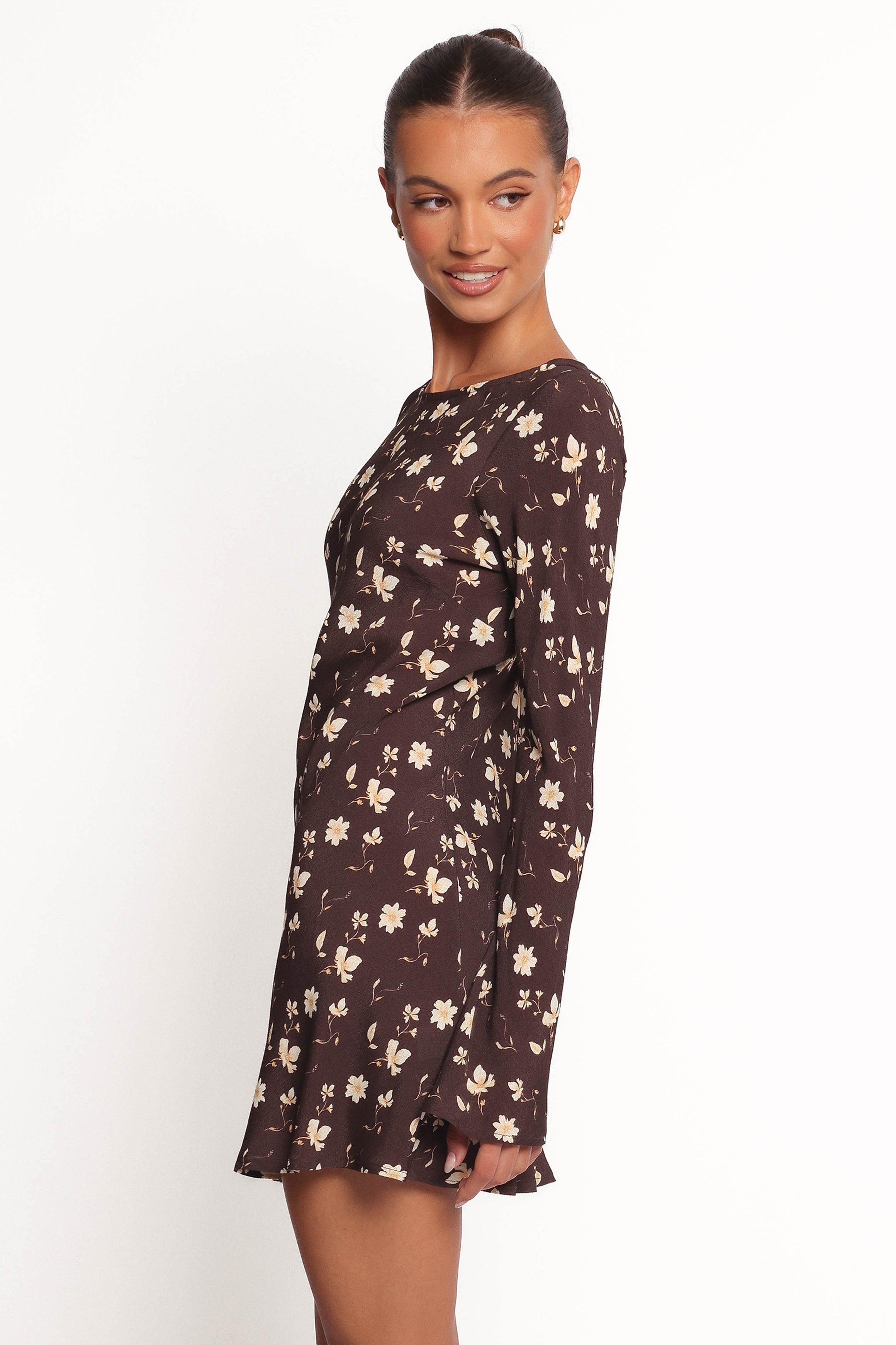 Amity Mini Dress - Brown Floral Print Summer Dress for Women | Casual & Party Wear | Perfect for Beach, Vacation & Date Nights