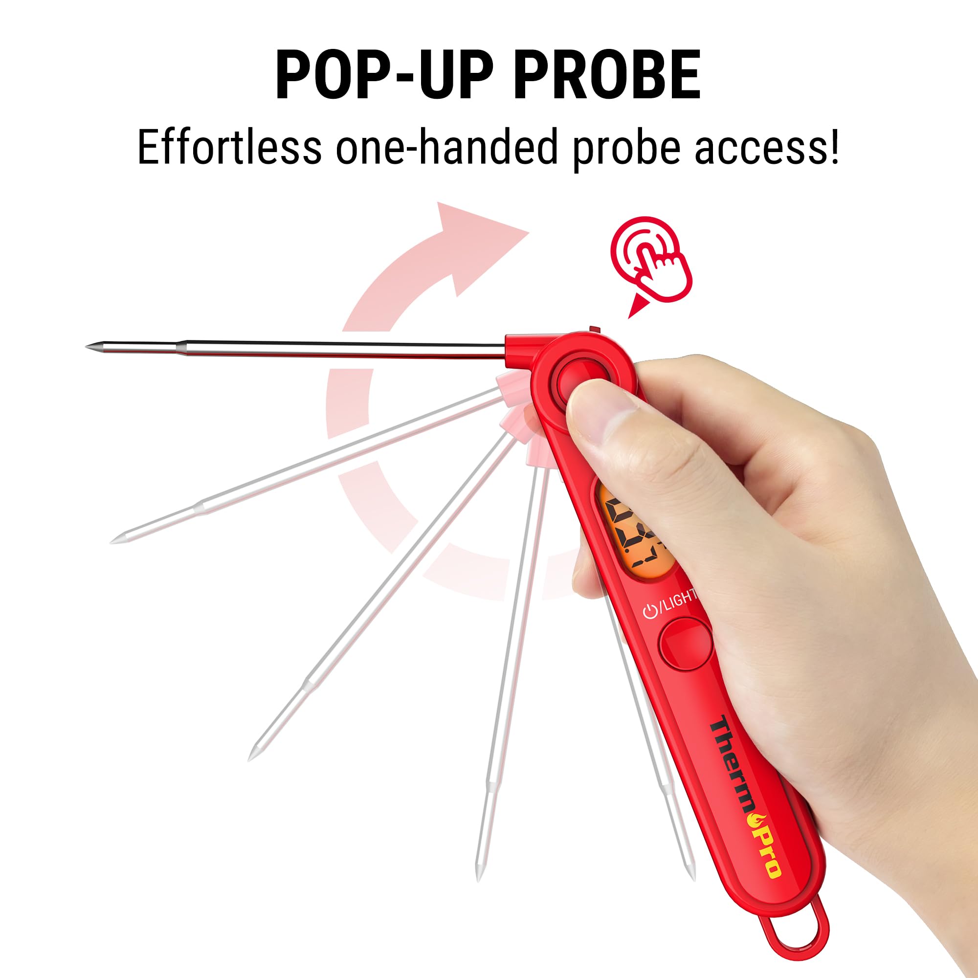 ThermoPro TP03B Digital Meat Thermometer - Instant Read Cooking Thermometer with Backlight & Pop-up Probe for Grilling, Smoking, BBQ, Deep Frying, Baking (Candy, Bread, Coffee) - Perfect for Kitchen, Outdoor Cooking & Food Safety
