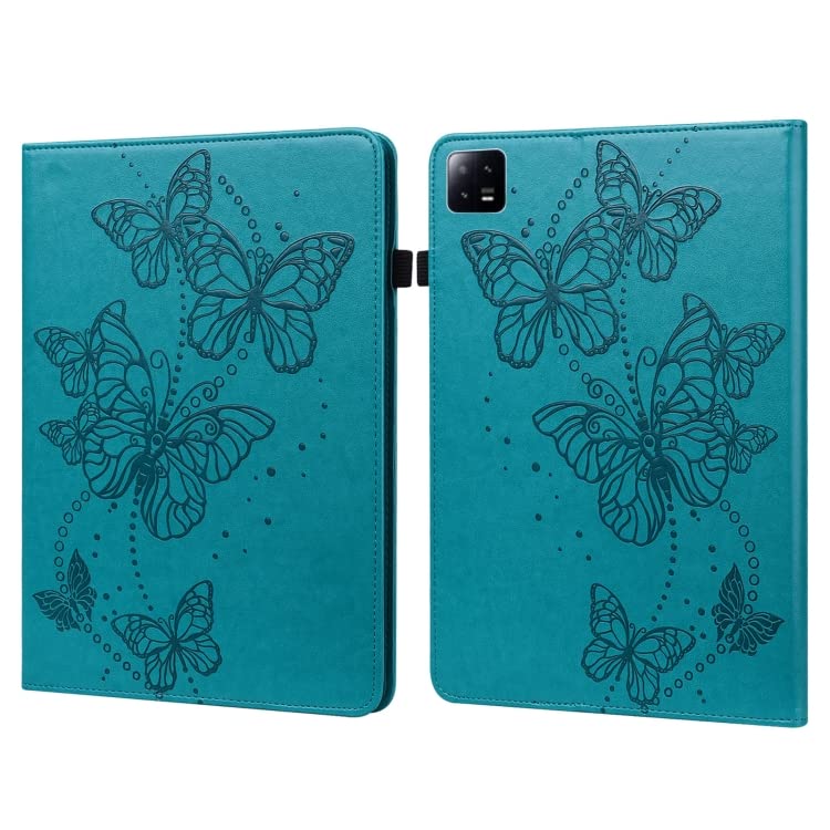 Premium Leather Tablet Case for Xiaomi Pad 6 with Embossed Butterfly Design - Slim Protective Cover for Work, Travel & Home Use