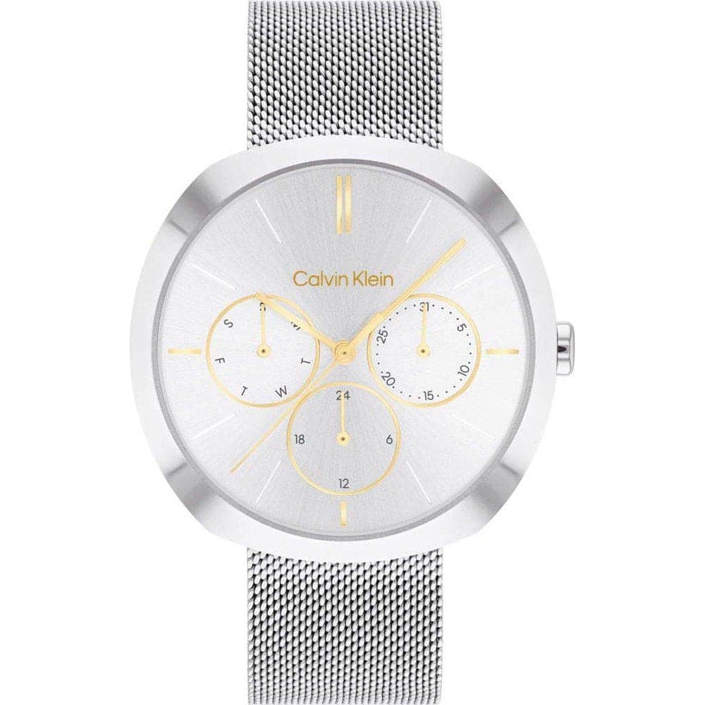 Calvin Klein Chronograph Silver Dial Unisex Watch with Milanese Strap 25200338 - Stylish Timepiece for Business, Casual & Formal Occasions