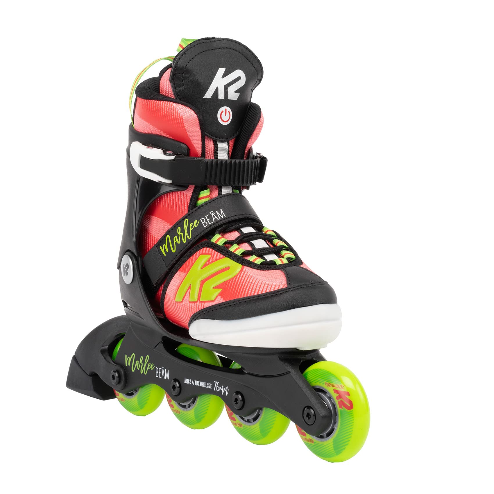 K2 Marlee Beam Adjustable Inline Skates for Girls - Lightweight Rollerblades with Comfortable Fit for Outdoor Skating, Park Rides & Fitness Training