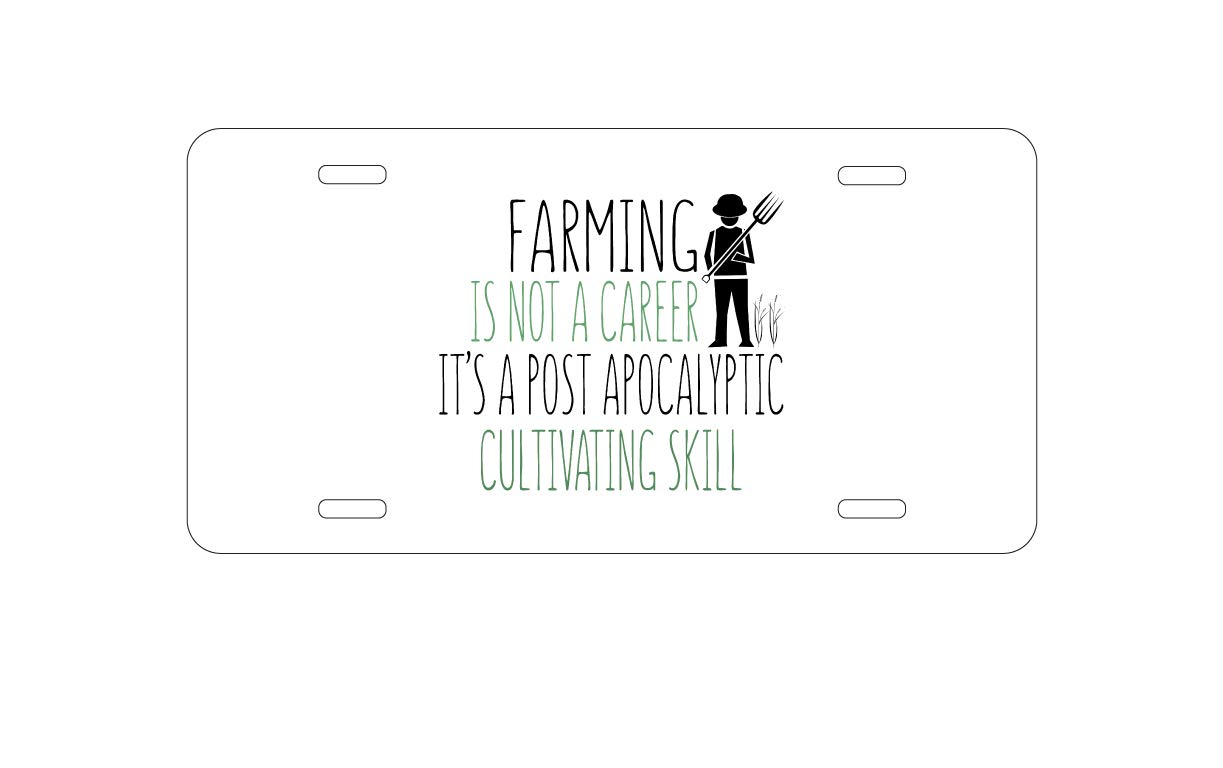 Custom Aluminum Vanity License Plate for Car Front - Funny Farming Post Apocalyptic Design - Perfect for Truck, SUV & Vehicle Decoration - Unique Gift for Farmers & Preppers