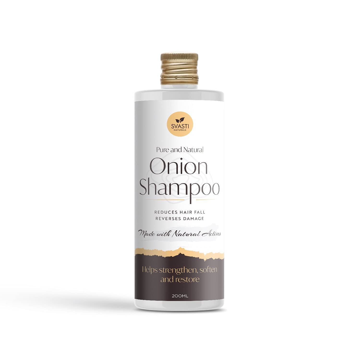 Svasti Naturals Onion Shampoo with Onion Oil, Black Seed Oil & Neem - Hair Fall Control & Smoothing Shampoo for Stronger, Healthier Hair - Mild Fragrance & Rich Lather - 200ml Bottle - Perfect for Daily Hair Care & Scalp Nourishment