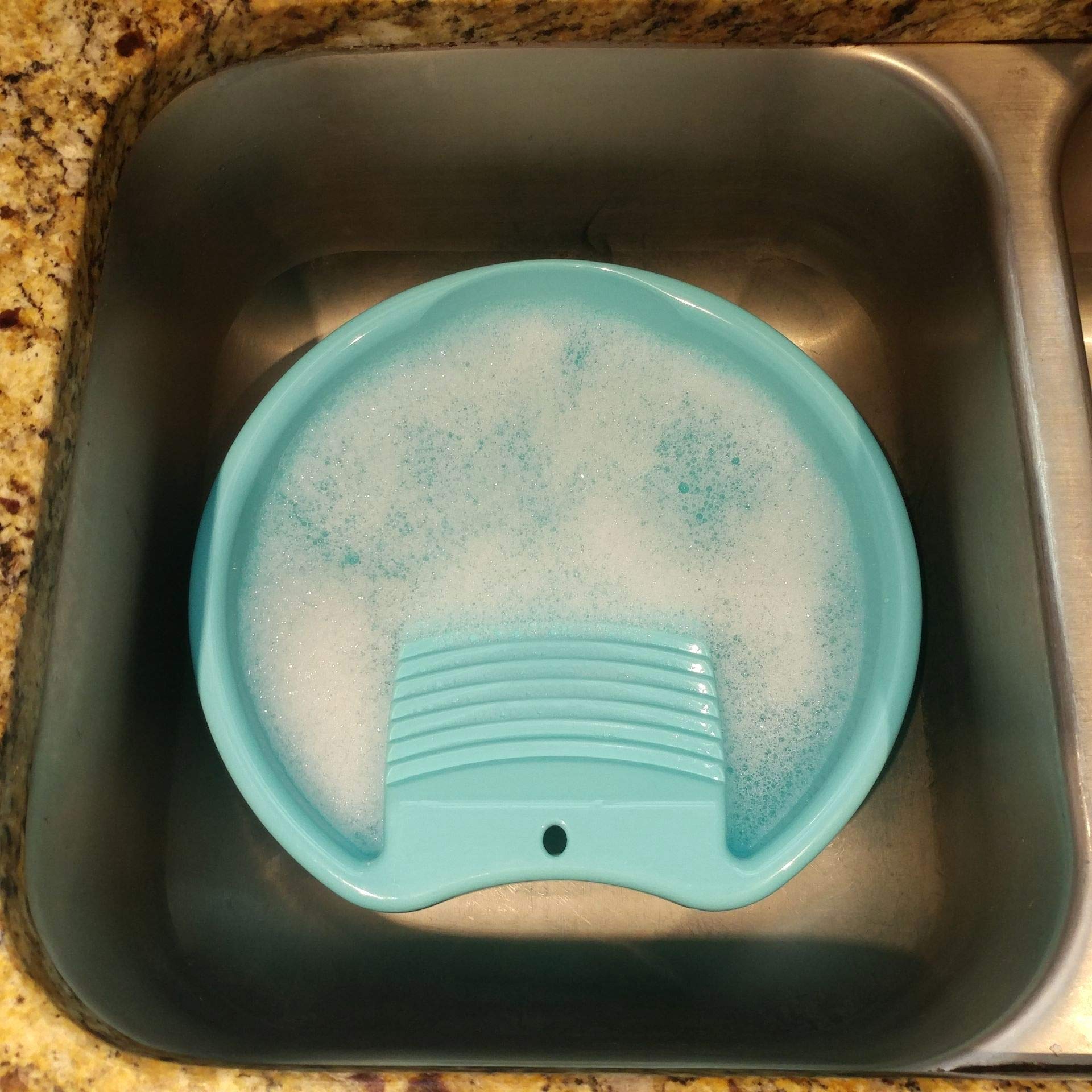 Blue Washboard Basin for Hand Washing Clothes | Small Delicate Items Laundry | Vintage Style Sink Scrubber for Camping, Off-Grid Living & Eco-Friendly Cleaning