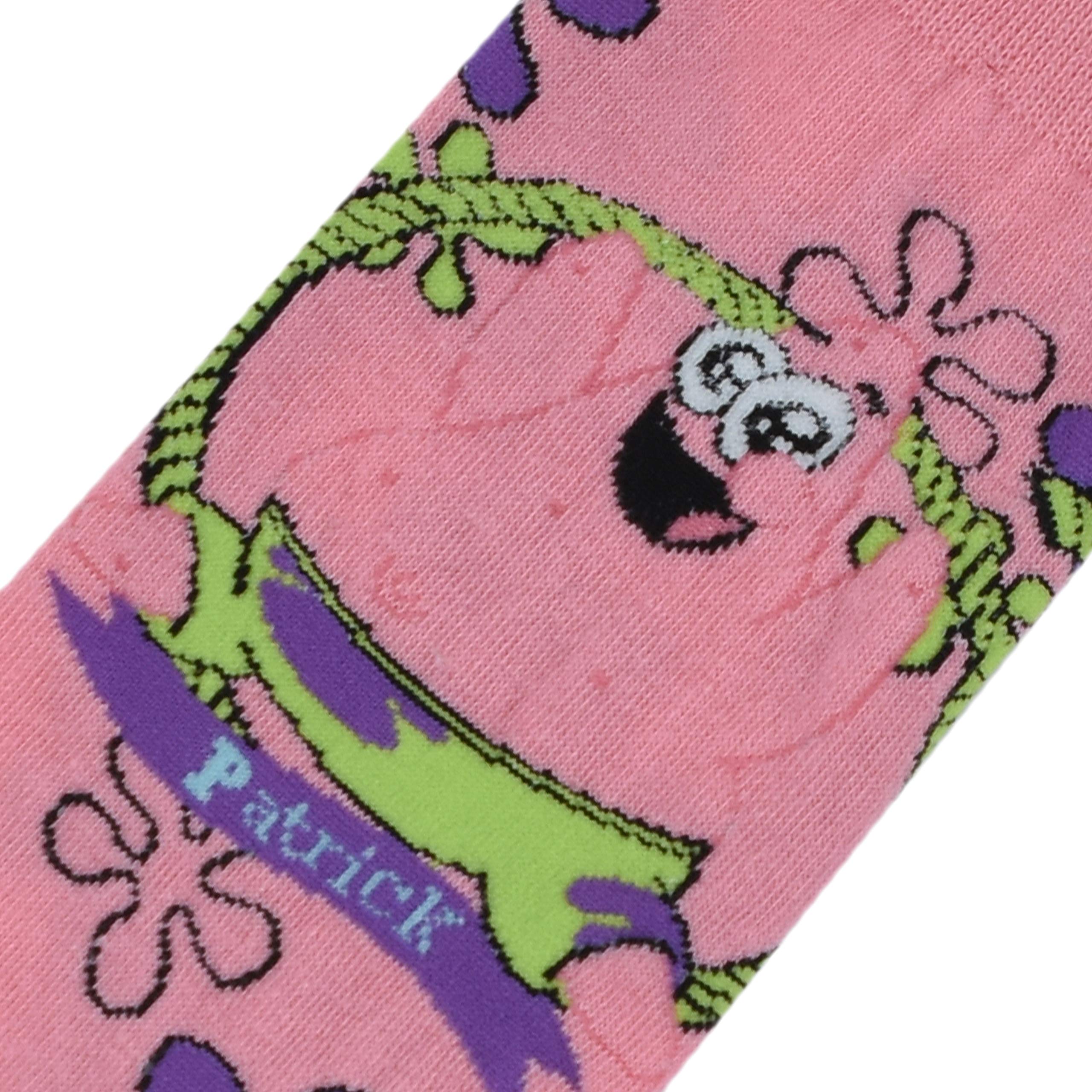 SpongeBob & Patrick Graphic Novelty Crew Socks for Women - Fun Cartoon Printed Ankle Socks (Large) - Perfect for Cosplay, Gift Giving & Everyday Wear