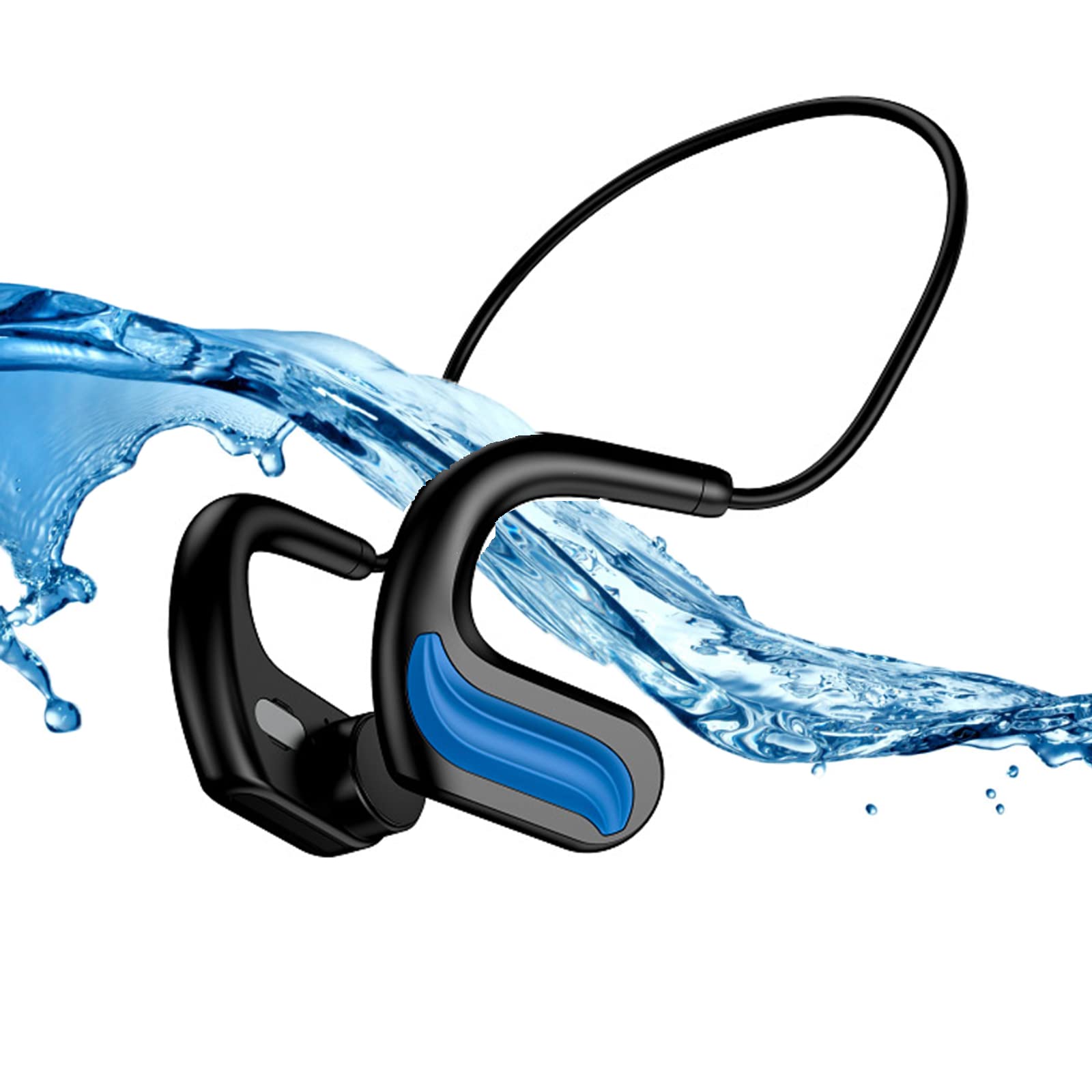 IKXO Bone Conduction Headphones - Wireless Bluetooth 5.0 Open-Ear Headset with Built-in Mic & 8GB MP3 Player, IPX8 Waterproof for Swimming, Running, Cycling, Gym Workouts - Comfortable Sport Headphones for Active Lifestyle