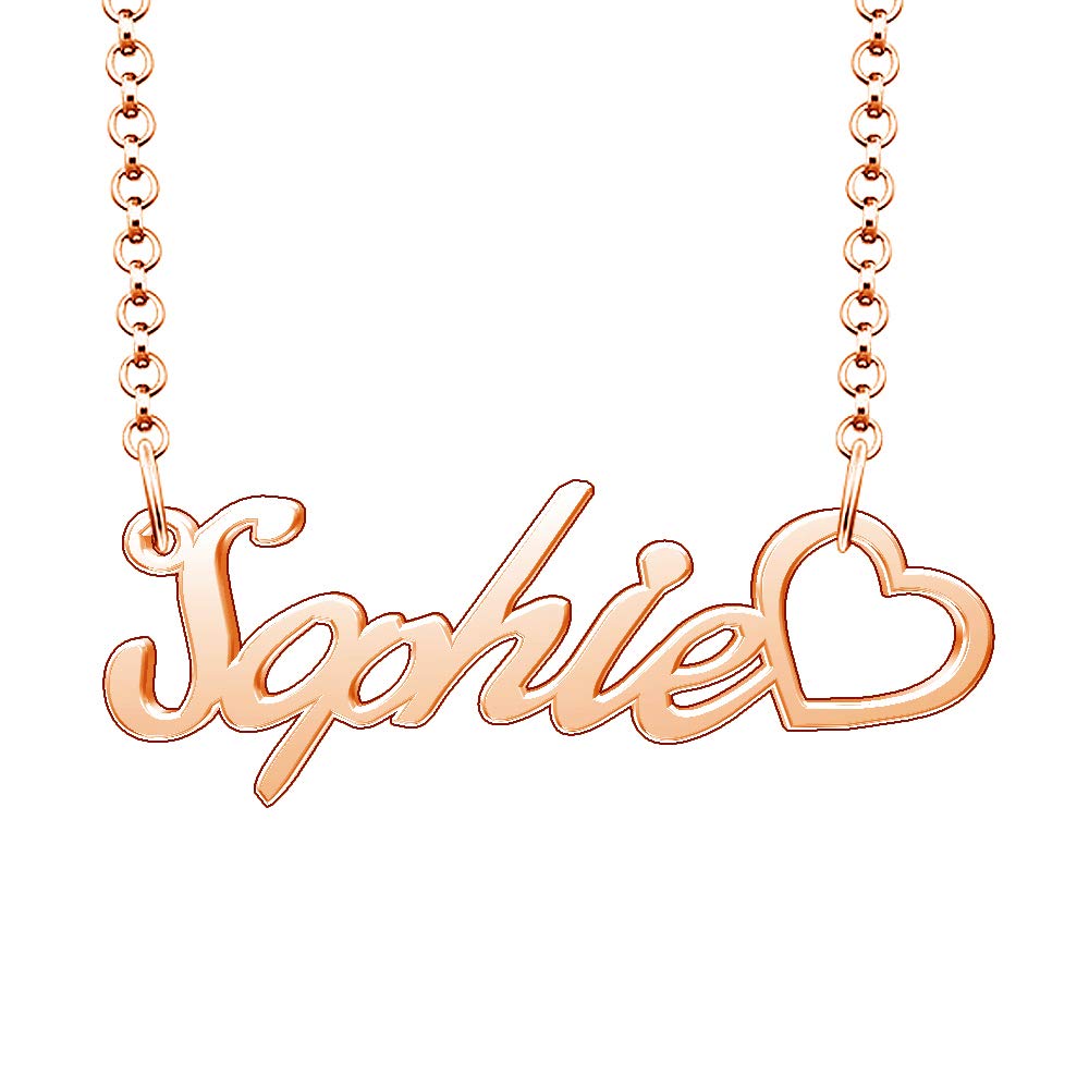 Personalized Rose Gold Plated Heart Pendant Necklace with Custom Name - Perfect Gift for Valentine's Day, Anniversary & Mother's Day