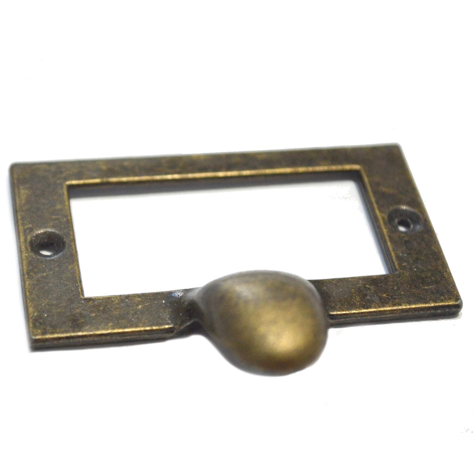 10 Pcs Antique Bronze Label Frames - Vintage File Card Holders & Drawer Pulls for Office, Pharmacy, Library Cabinets (2-1/4