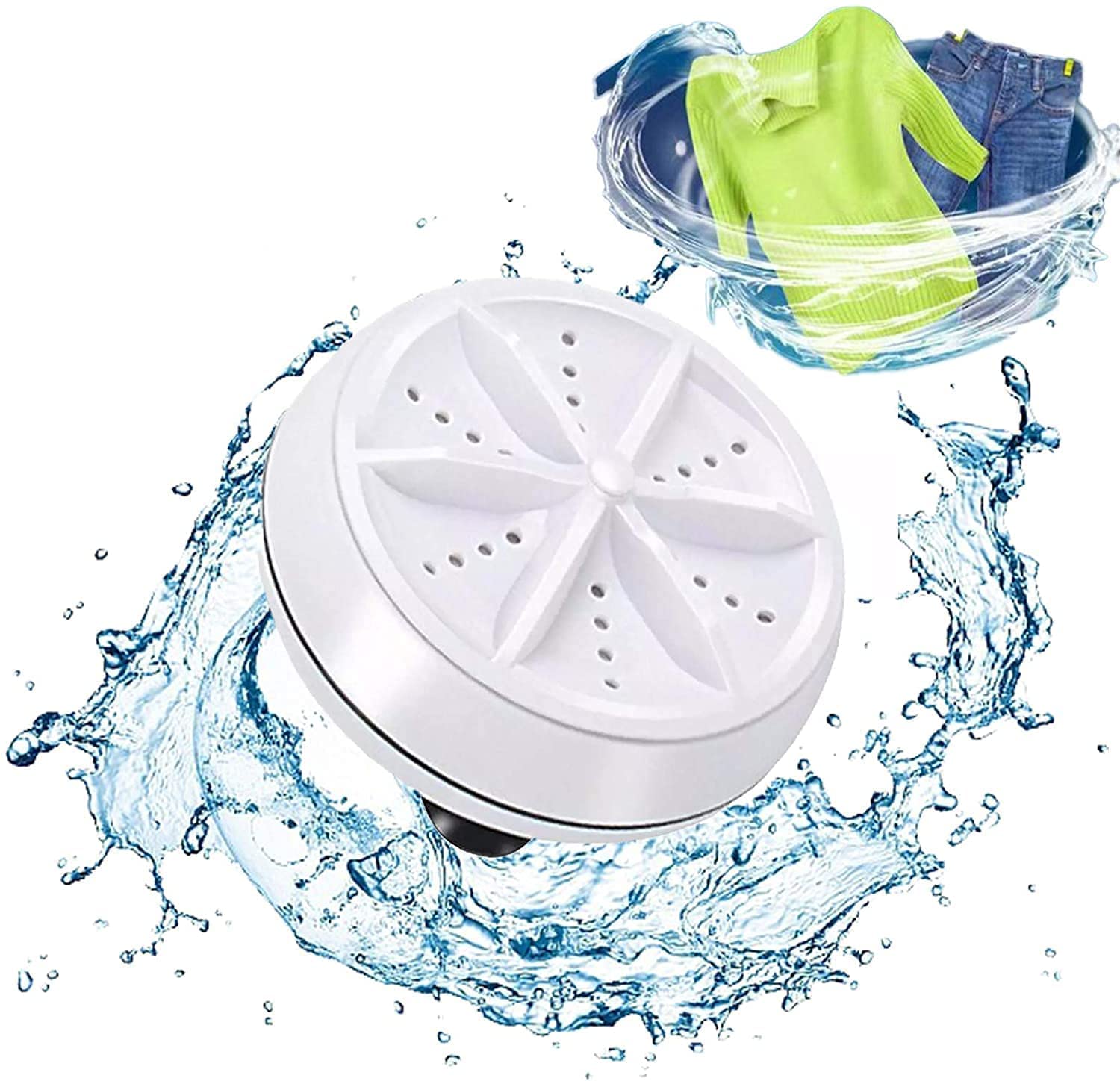 Portable Washing Machine 2 in 1 - Mini USB Powered Turbine Washer for Travel, Camping, Dorm & Small Apartments | Compact Laundry Solution for Business Trips & Home Use